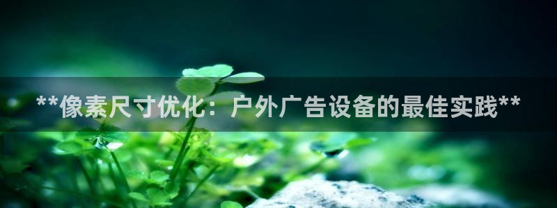 杏宇平台好吗：**像素尺寸优化：户外广告设备的最佳实践**