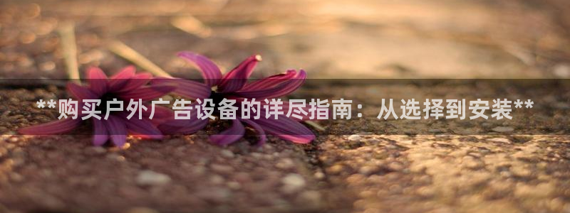 杏宇平台主管:**购买户外广告设备的详尽 杏宇平台主管:**购买户外广告设备的详尽